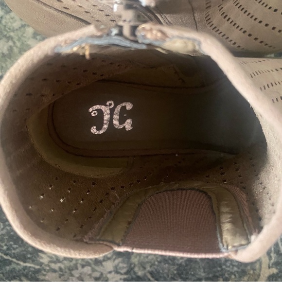 Women's tan open mesh ankle booties with block heel size 8.5 autumn fall neutral - Picture 7 of 8